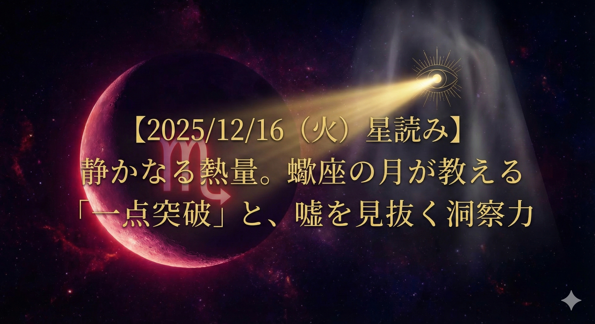 【2025/12/16(火)星読み】静かなる熱量。蠍座の月が教える「一点突破」と、嘘を見抜く洞察力